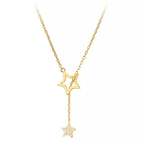 NTALJC Sterling Silber Diamond Star Anhänger Halsketten Quasten Schlüsselblatt Kette Frauen Schmuckzubehör für Hochzeit von NTALJC