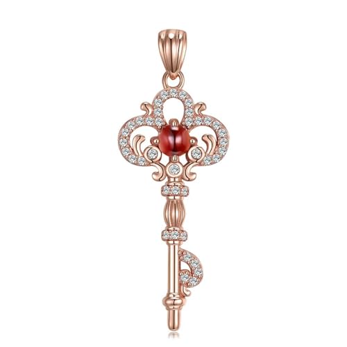 NTALJC Sterling Silber Rose & Gold Muster Key Teardrop Crystal Anhänger Halskette Luxusschmuck Halskettenzubehör Accessoires Accessoires von NTALJC