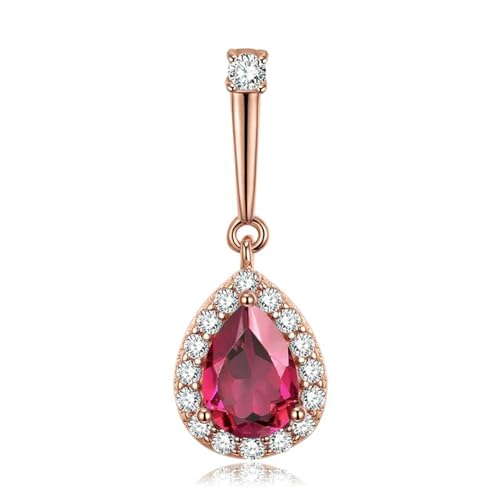 NTALJC Sterling Silber Rose & Gold Muster Key Teardrop Crystal Anhänger Halskette Luxusschmuck Halskettenzubehör Accessoires Accessoires von NTALJC