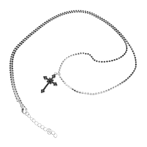 NTALJC Strasskreuz -Anhänger Halskette Langkettige Halsketten mit dekorativem Kreuz Charm Chunky Design für stilvolle alltägliche Kleidung für jeden Anlass von NTALJC