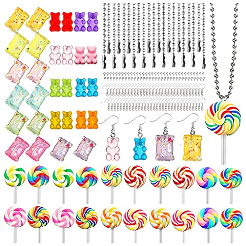 NTALJC Süße Süßigkeiten Anhänger Form Form Charme Bunte Bär Anhänger Harz Ton Lutscher Form DIY Dekoration Geschenk für Frauen Mädchen von NTALJC
