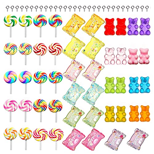 NTALJC Süße Süßigkeiten Anhänger Form Form Charme Bunte Bär Anhänger Harz Ton Lutscher Form DIY Dekoration Geschenk für Frauen Mädchen von NTALJC