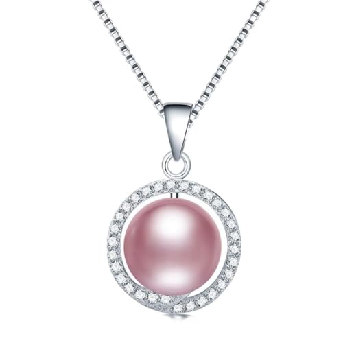 NTALJC Süßwasserperlen Anhänger Silber Zirkon Anhänger Halskette für Frauen von NTALJC