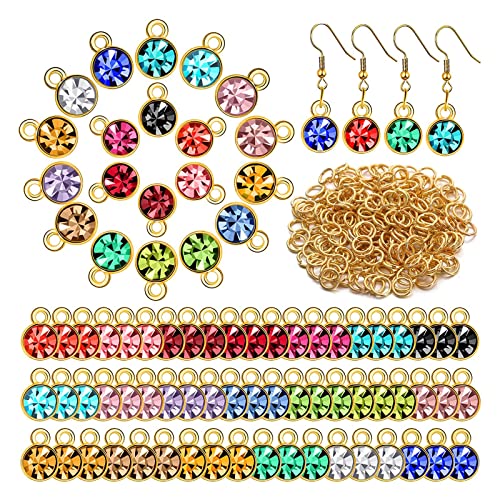 NTALJC Tiny Round Birthstone Charms Edelstahlfarbe für DIY -Halskettenschmuck von NTALJC