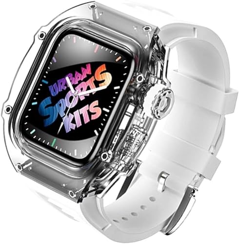 NTALJC Transparentes Glacier-Gehäuse + Silikon-Uhrenarmband Urban Sport Mod Kit, für Ultra 8 49 mm 7 45 mm 6 5 4 SE 44 mm Series Watch Upgrade Gummi-Uhrenarmband von NTALJC