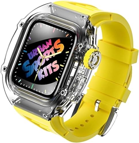 NTALJC Transparentes Glacier-Gehäuse + Silikon-Uhrenarmband Urban Sport Mod Kit, für Ultra 8 49 mm 7 45 mm 6 5 4 SE 44 mm Series Watch Upgrade Gummi-Uhrenarmband von NTALJC