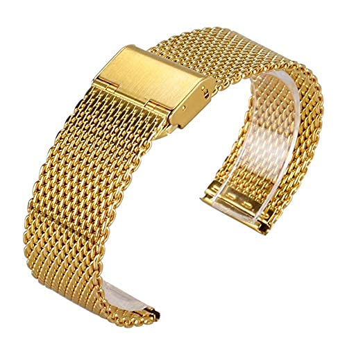 NTALJC Uhrengurt, luxuriöses goldenes Mesh Edelstahlbänder Hakenschnalle 20/22 mm Breite 2 Federarmband von NTALJC