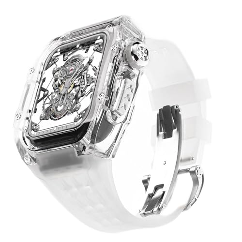 NTALJC Ultra 49 mm transparenter Gletscher + Gummi -Uhr -Gurt, für 8 7 6 5 4 Se 45 mm 44 mm 49 mm Modity Kit von NTALJC