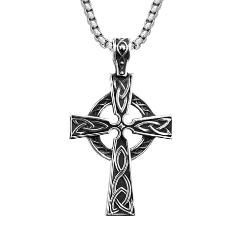 NTALJC Vintage Celtic Cross Halskette für Männer, alter Talisman Celtic Cross Anhänger - Keltische Kreuzkette für Männer, Irish Cross Halskette Frauen Geburtstag Urlaub von NTALJC