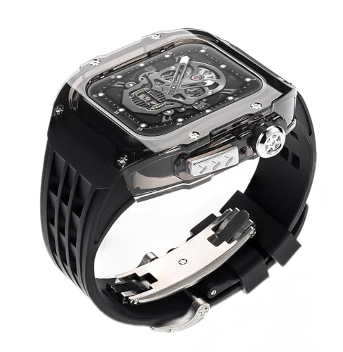NTALJC Watch 8 Ultra 49 mm Glacier transparentes Uhrengehäuse + Gummi-Uhrenarmband-Mod-Kit, für Serie 8 7 6 5 4 SE 45 mm 44 mm Modifikationskit von NTALJC