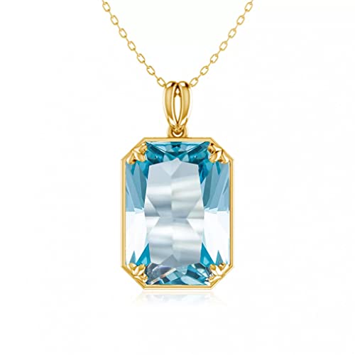 NTALJC Weibliche Anhänger Aquamarine Halskette 14K Sterling Silber Braut Hochzeit Schmuck Geschenk von NTALJC