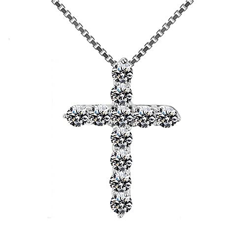 NTALJC Zirkon Kristallkreuz Anhänger für Frauen Choker Engagement Sterling Silber Schmuck Hochzeitsfeier Geschenk von NTALJC