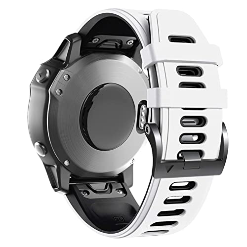 Quickfit Watchband For Garmin Fenix 6 6 Pro Silicone Easyfit Wrist Strap For Fenix 6X 5X 5X Plus 3 3HR Watch 26 22mm Strap (Color : White Black, Size : 26mmFenix 6X Pro) von NTALJC