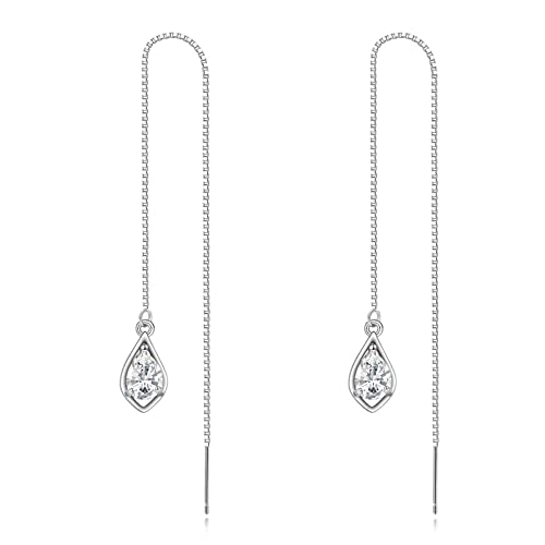 Silver Threader Earring Dangle Drop Tassel Pull Through Earrings for Women von NTALJC