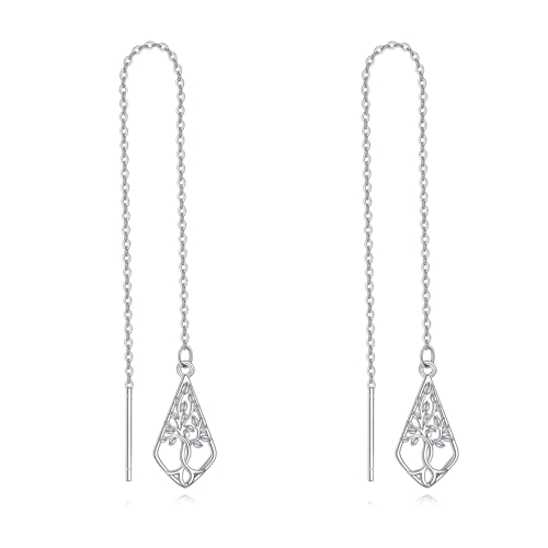 Silver Threader Earring Dangle Drop Tassel Pull Through Earrings for Women von NTALJC