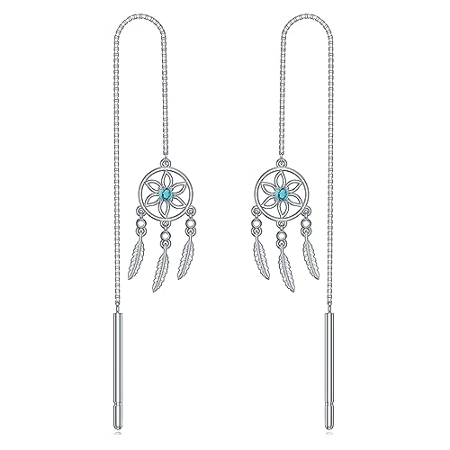 Silver Threader Earring Dangle Drop Tassel Pull Through Earrings for Women von NTALJC