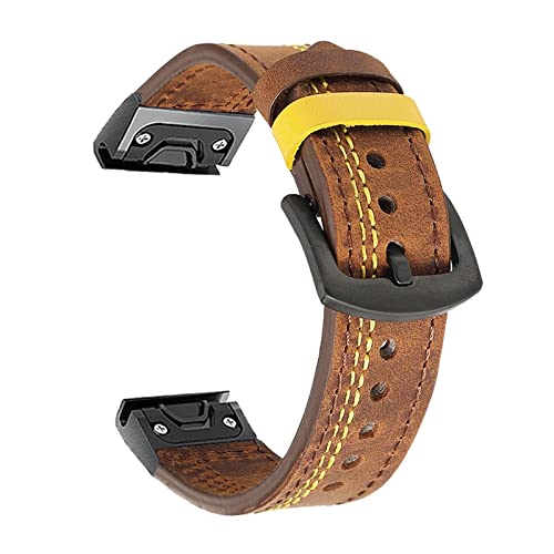 Sport Leather Watchband Strap for Garmin Fenix 6X 6 Pro 5X 5 Plus 3 HR 935 945 22 26mm EasyFit Quick Release Smart Wrist Band von NTALJC