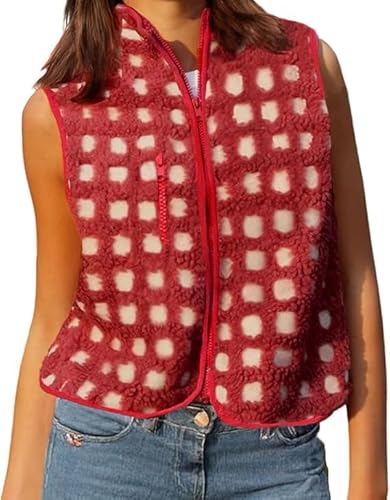 NTDRULFK Midnight Lunch Wollweste, modisch kariertes ärmelloses Sherpa, karierte Wollweste von NTDRULFK