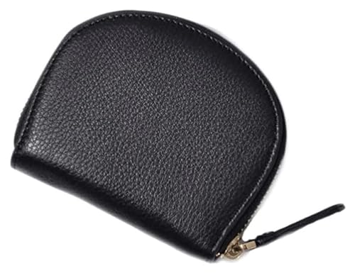 Geldbörsen Brieftasche Einfache Damen-Leder-Geldbörse mit großer Kapazität, tragbarer Kartenhalter, Retro-Reißverschluss, Münzgeldbörsen, Unisex, reißfest Dauerhaft (Color : Noir) von NTIYOU