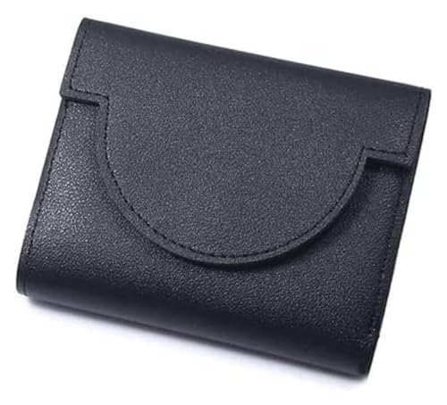 Geldbörsen Brieftasche Neue Damen-Leder-Geldbörse, modisch, Mini-Kurz-Kartenhalter, Vintage-Klapp-Münzgeldbörsen, einfache Snap-Münzen-Tasche Dauerhaft (Color : Noir, Size : 10x12cm) von NTIYOU