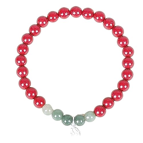 Kajany Armband Sorge Bead Perlen Sterling Silber Lotus Jade Charm Stretchiges Glücksarmband Mutig Glück und Reichtum Perlen (Size : 6MM) von NTIYOU