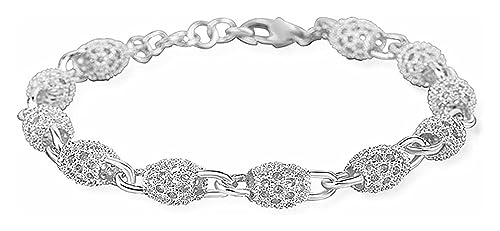 NTIYOU Armbänder Schmuck Armband Silber für Damen Armband aus 925 Sterling Silber hohl geschnitzt Perlen Freundschaftsarmband Perle, One size von NTIYOU