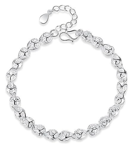 NTIYOU Armbänder Schmuck Armband aus Silber für Damen 925 Sterling Silber Exquisite Hand Carve Hollow Beads Fashion Perle, One size von NTIYOU