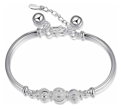 NTIYOU Armbänder Schmuck Armband aus Silber für Frauen Damen 925 Sterling exquisit Hand Silber matt Perlen Armband Mode Armband Perlen, Einheitsgröße von NTIYOU
