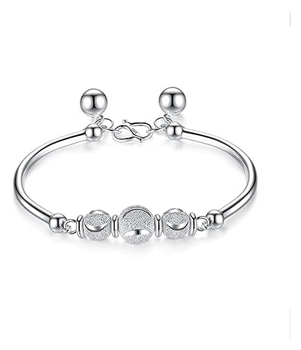 NTIYOU Armbänder Schmuck Armband für Damen Sterling S990 Armband aus chinesischem Silber Vintage Perlen matt offen Manschette Armband Damen Perle, One size von NTIYOU