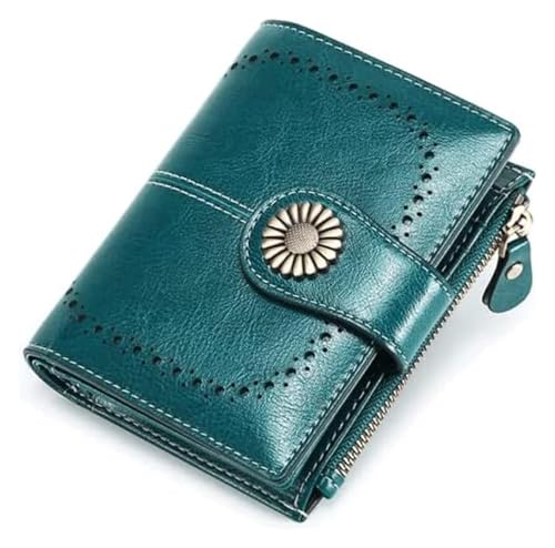 NTIYOU Geldbörsen Brieftasche Damen Leder Geldbörse Mode Kurz Student Kartenhalter Multifunktions Business Münzen Tasche Mini Geldbörsen Dauerhaft (Color : Green, Size : 10x12.5cm) von NTIYOU