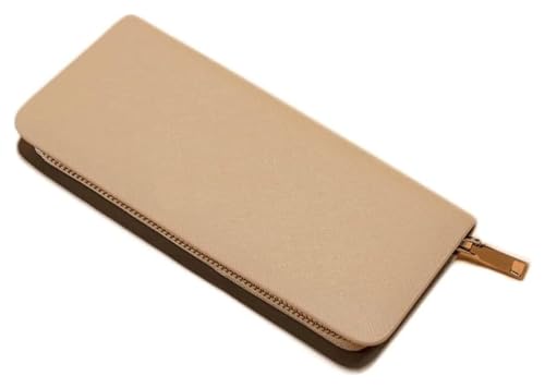 NTIYOU Geldbörsen Brieftasche Damen Ledergeldbörse Einfach Große Kapazität Kartenhalter Schlanke Münzgeldbörsen 8 Kartenfächer Herren Münzfach Reißfest Dauerhaft (Color : Beige) von NTIYOU