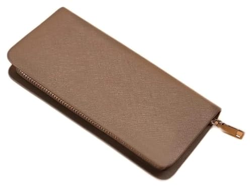 NTIYOU Geldbörsen Brieftasche Damen Ledergeldbörse Einfach Große Kapazität Kartenhalter Schlanke Münzgeldbörsen 8 Kartenfächer Herren Münzfach Reißfest Dauerhaft (Color : Khaki) von NTIYOU