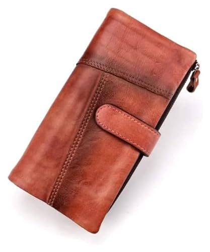 NTIYOU Geldbörsen Brieftasche Ledergeldbörse Herren Bifold Münzfach mit Reißverschluss Null Münzgeldbörsen Bargeld Multi-Kartenhalter Lässiger Kartenhalter Dauerhaft (Color : Red, Size : 9x11cm) von NTIYOU