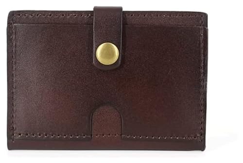 NTIYOU Geldbörsen Geldbörse Damen Leder Geldbörse Herren Slim Kartenhalter Große Kapazität Münzgeldbörsen Unisex Münzfach 2 Ausweisfenster Reißfest Dauerhaft (Color : Dark Brown) von NTIYOU