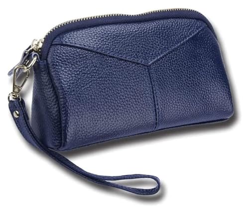 NTIYOU Geldbörsen Geldbörse Damen Leder Geldbörse Mode Hohe Kapazität Kartenhalter Klassische Münztasche Tragbare Geldbörsen Reißfest Dauerhaft (Color : Blue, Size : 11x18.5cm) von NTIYOU