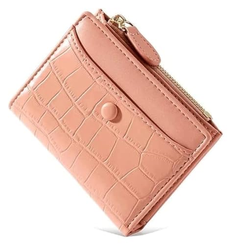 NTIYOU Geldbörsen Geldbörse Damen Pu-Leder Geldbörse Tragbarer Steinreißverschluss Kartenhalter Kurzes Münzfach Klassische Mini-Geldbörsen Reißfest Dauerhaft (Color : Pink, Size : 9x11.5cm) von NTIYOU