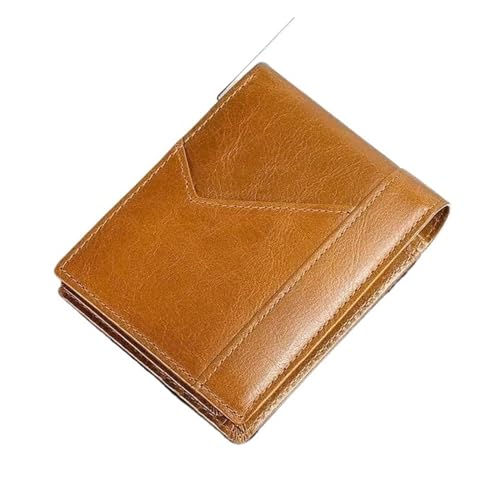 NTIYOU Geldbörsen Kurze Stil-Geldbörsen, große Kapazität, Herren-Leder-Münzgeldbörsen, Vintage, tragbarer Kartenhalter, Kreditkarten-Organizer-Tasche Dauerhaft (Color : Brown, Size : 8x11cm) von NTIYOU