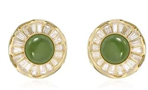 Ohrringe Ohrringe Damen Elegante Retro Ohrringe Sterling Silber Intarsien Jasper Zirkonia Ohrringe Damen Bankett Temperament Schmuck Baumeln Ohrringe Mädchen von NTIYOU