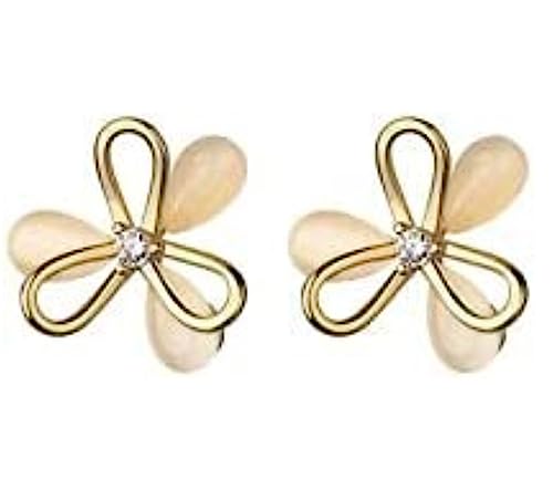 Ohrringe Ohrringe Ohrringe 925 Sterling Silber Niedlich Romantische Kleeblatt Synthetik Opal Ohrstecker Damen Süße Hochzeit Party Schmuck Dangle Mädchen (Color : B, Size : Gold) von NTIYOU