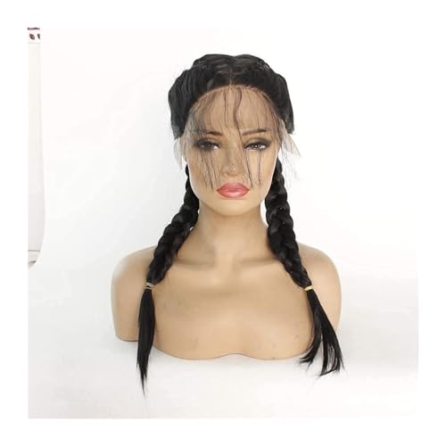 Perücke Schwarz 2 Pony Perücke mit Baby Haar Pony Perücken Geflecht Synthetische Spitze Front Perücken für Frauen Party Holiday Party Perücken für Männer Frauen Frauen von NTIYOU