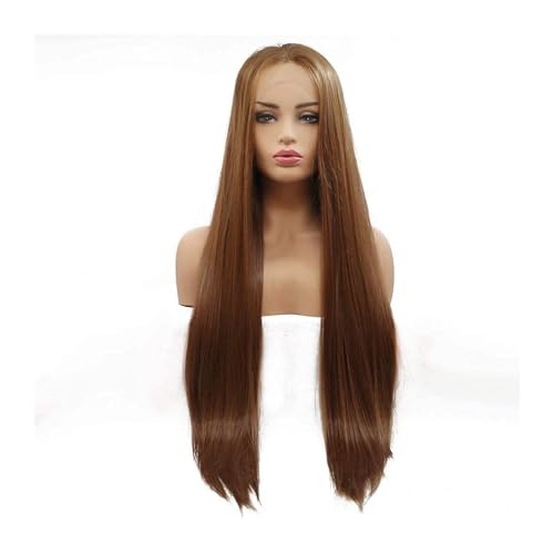 Perücke Spitze Vorne Perücke Gerade haar Braun Farbe 24" Lange Perücken Glueless Hitzebeständig Faserhaar Synthetische Spitze Vorne Perücken für Mode Frauen von NTIYOU