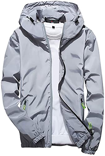 NTNY3 Herren Regen Jacke Outdoor Freizeitjacke Kapuze Regenjacke Wasserdicht Outdoorjacke Wanderjacke Packbare Regenmantel mit Kapuze (Grau 2, L) von NTNY3