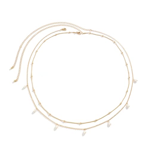 NTRUXZP 2 Stück Bauchkette Gold Damen Vergoldet Hüftkette Pailletten Geschichtet Bikini Kristall Taillenkette Verstellbare Boho Belly Waist Chain Körperschmuck für Frauen und Mädchen von NTRUXZP
