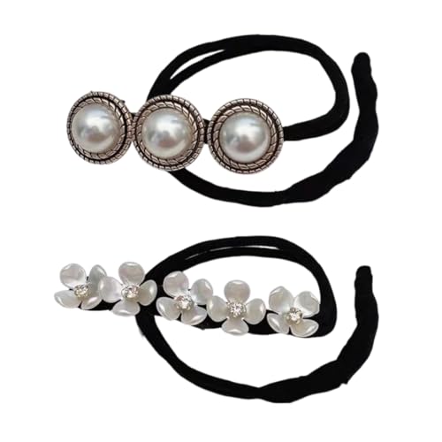 NTRUXZP 2 Stück Haarknoten,Perle Blumen Haar Dutt Maker Damen Donut Hair Bun Maker Haarnadel Haarknoten Maker Haarhalter Haar Styling Werkzeug,Haarknoten Former Set für Kinder Mädchen Frauen von NTRUXZP