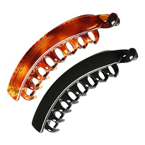 NTRUXZP 2 Stück Pferdeschwanz Haarklammer Haarspange Bananenspange Damen Hochwertig Robust für Damen und Mädchen, Groß Schwarz und Braun von NTRUXZP