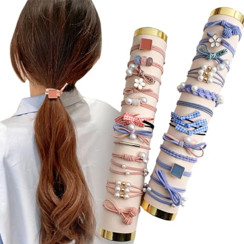 NTRUXZP 24 Stück Elasitc Haargummis für Damen und Mädchen, Boho-Haargummis, Armbänder, Zopf-Haarbänder, Pferdeschwanz-Halter, Frauen, Mädchen, dünnes Haar, lockiges Haar, schweres langes Haar von NTRUXZP