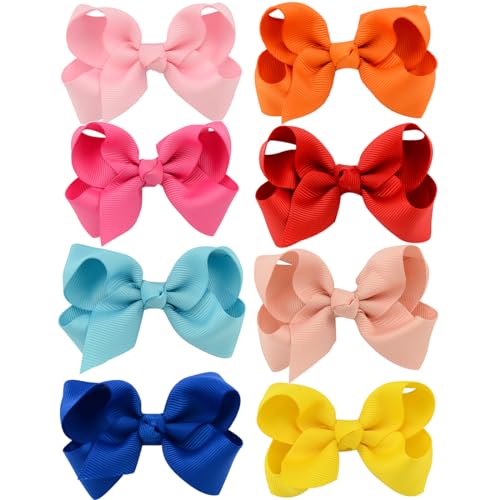 NTRUXZP 8 Stück Haarspangen Mädchen, Baby Mädchen Snap Haarspangen Tiny Bow Rutschfeste Haarspangen für Kleinkinder Feines Haar Mini Bow für Kinder, Mädchen, Frauen (8 Farben) von NTRUXZP