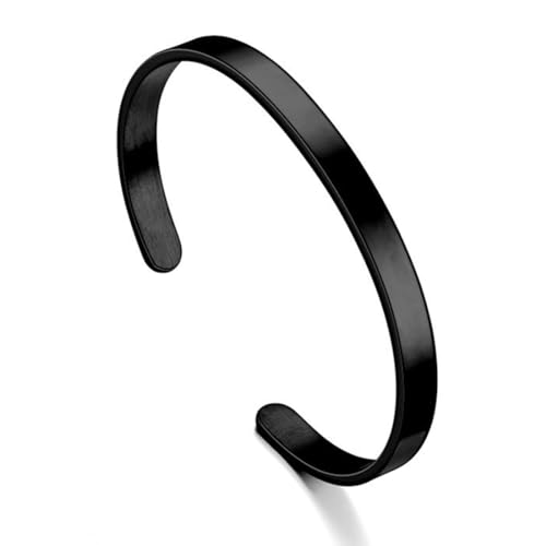 NTRUXZP Edelstahl Armreif Armband für Paare - Oval Verstellbar Offen Maschette für Herren und Damen - Schwarz - Geschenk für Frauen von NTRUXZP