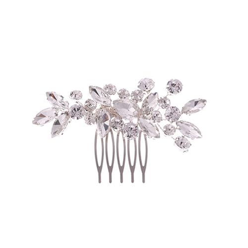 NTRUXZP Braut Hochzeit Haarkämme Kristall Blume Braut Kopfschmuck Perlen Haarklammern Haarschmuck für Frauen und Mädchen (Silber) von NTRUXZP