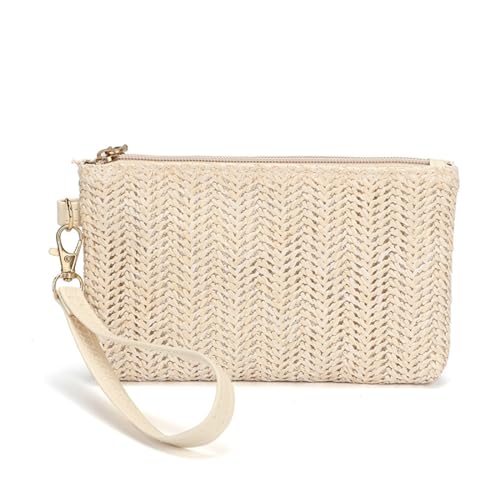NTRUXZP Damen Clutches Abendtasche Umhängetasche, Damen Stroh Clutch Bag Sommer Strand Tasche Handtasche Wristlet Tasche Stroh Clutch Purse Stroh Handtasche für Frauen Mädchen von NTRUXZP